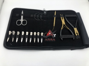 ชุดเครื่องมือสเตนเลสคีมตัดลูกปัดไมโครลิงค์สีดำชุดเครื่องมือสำหรับการต่อผมแบบทนทานออกแบบได้ตามต้องการ - Product Image 3