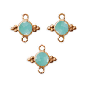 Venta caliente joyería de moda colgante 4mm pequeño Aqua Calcedonia forma redonda colgante oro Vermeil plata esterlina piedra natal encanto - Product Image 1