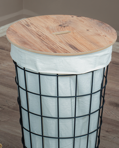 Luxury Metal <b>Stand</b> Wire <b>Laundry</b> Basket – Multi-Purpose Decorative Wire Hamper with Fabric Liner and Storage Bin - Product Image 2