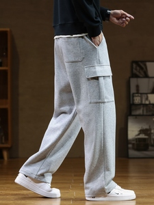 Autumn New Sweatpants <b>Men</b> Multi-Pockets Drawstring Cotton Casual Track Pant Male Loose <b>Trousers</b> Straight Trending - Product Image 3