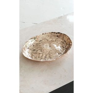 Plateau de service décoratif fait main, grande taille, forme ovale, couleur blanche, autocollant émaillé, bordure dorée, design - Product Image 4