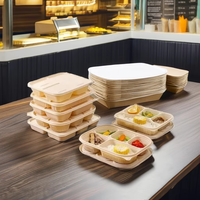 Boîte de récipient alimentaire biodégradable jetable paquet vert conteneur de compartiment à base de plantes d'amidon de maïs avec couvercle