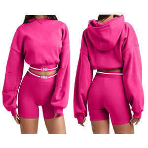 2025 classique 2 pièces été femmes salon ensembles Vintage sweat à capuche ensemble court avec quantité minimale de commande bas - Product Image 1