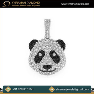 Gama exclusiva de joyería de moda de calidad superior GH Color VS 1 TCW Custom Panda Head 14K Gold Natural Moissanite Pendant - Product Image 3