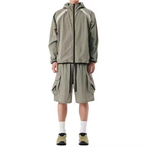 Survêtements coupe-vent en nylon respirant de qualité supérieure OEM Ensemble de survêtements coupe-vent d'hiver à fermeture éclair avec logo imprimé personnalisé deux pièces - Product Image 1