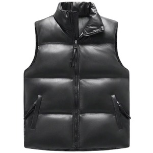 เสื้อกั๊กหนังเทียมระบายอากาศสำหรับผู้ชายรุ่นใหม่ล่าสุด เสื้อพัฟเฟอร์แบบสั่งทำพิเศษ สไตล์ลำลอง ไม่มีแขน สำหรับฤดูหนาว - Product Image 1