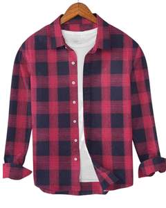 Chemise en flanelle à carreaux rouge et noir pour homme, fabriquée sur mesure, boutonnée, manches longues, décontractée, chemise d'hiver à carreaux, tissu doux et chaud - Product Image 1