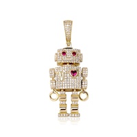 Nouveau luxe en laiton Robot pendentif femmes plaqué or cubique zircone glacé charme collier corde chaîne Hip Hop Bling bijoux cadeau filles