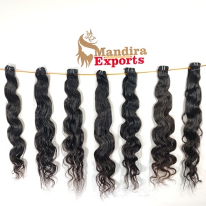 Extensions de cheveux humains indiens Remy bruts en gros, cuticules alignées, double trame machine, à clipser/tisser, ondulés crépus - Product Image 3