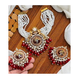 Ethnic <b>Indian</b> Traditional 18K Gold Plated Kundan Wedding Party Bridal <b>Jewellery</b> <b>Set</b> Earrings & Choker Necklace Jewelry for Women - Product Image 1