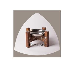 ชามใส่ขนมสแตนเลสดีไซน์พิเศษ พร้อมขาตั้งไม้และมุก คุณภาพดี สำหรับเสิร์ฟขนมหวาน จำหน่ายจำนวนมาก - Product Image 1