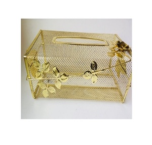 Handmade Designer Square Shape Brass Plated <b>Hammered</b> Napkin Box High Quality New Metal Hanging Carton Fancy Tissue <b>Holder</b> - Product Image 4