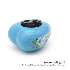 Blue Printed 50ml <b>Small</b> Heart Shaped Cremation Urn for Ashes | Memorial Urn Manufacturer - Product Image 3