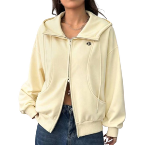 Sudadera con Capucha Completa para Mujer, para la Temporada de Frío, de Algodón y Felpa, con Cuello Alto, Color Sólido, Logotipo Personalizado, Ropa de Entrenamiento, Venta al por Mayor - Product Image 1