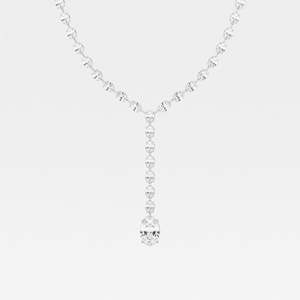 Collier de tennis Lariat en diamant de laboratoire taille ovale de haute joaillerie de luxe élégante 18K or massif anniversaire bijoux fins pour femmes - Product Image 2