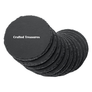 Nouveau caboteur rond en ardoise naturelle café bière boisson thé carré sous-verres ensembles de support sous-verres en ardoise logo personnalisé - Product Image 6