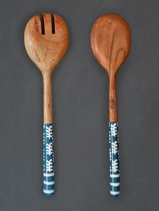 Outil d'ustensiles de cuillère à salade en bois pour cuisine hôtel Restaurant cuillères et fourchettes à salade de haute qualité - Product Image 2