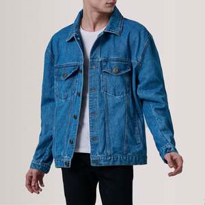 เสื้อแจ็คเก็ตเดนิมทรงโอเวอร์ไซส์ Eddie สีน้ำเงินเข้ม ตกแต่งด้วยกระดุม - Product Image 1