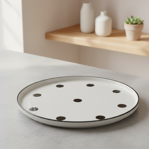 Disque en grès de qualité supérieure 3460897-25.5, 10 pouces, décoration à pois noirs - Product Image 3