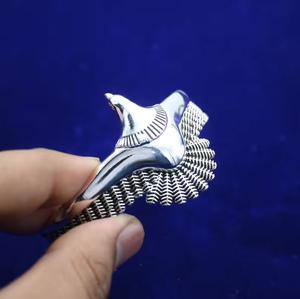 925 argent Sterling aigle oiseau plume conception manchette bracelet Unique déclaration Fine bracelet bijoux pour cadeau d'anniversaire - Product Image 1