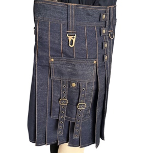 Geoffrey 320 Gsm Denim Kilt utilitaire en coton avec poches cargo Applicable pour tous les modèles de vêtements - Product Image 4