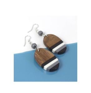 Pendientes de resina de madera Joyería de moda más exigente para fiestas de boda de niñas Pendiente de resina de madera cristiana Suministros al por mayor - Product Image 1