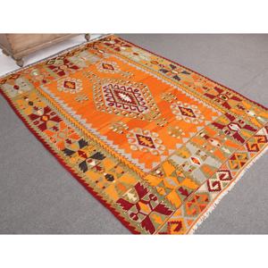 Alfombra Turca, Alfombra Grande de 5.2x8 pies, Alfombra Vintage de Lana Marroquí Naranja - Product Image 1