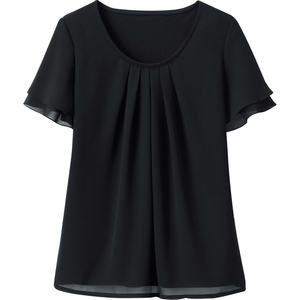 เสื้อเบลาส์แขนระบาย T WP324-8 (สีดำ)-ผ้าชีฟองถักแบบลำลอง ผ้าเนื้อแน่น แต่งระบาย XL สำหรับฤดูใบไม้ผลิ/ฤดูร้อน/ฤดูใบไม้ร่วง - Product Image 1