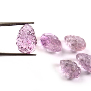 Pierre précieuse sculptée en améthyste violette rare faite à la main pour bijoux en forme de larme Lot de mélange avec d'autres pierres précieuses naturelles - Product Image 3