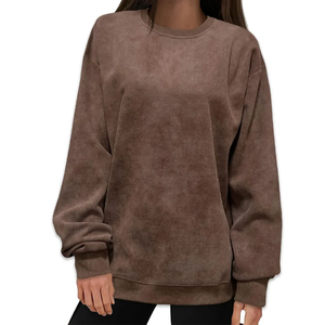 Personalizado 100% algodón serigrafiado elegante mujeres sudaderas a prueba de viento calle moda señoras Sudadera con capucha lavado ácido Sudadera Mujer - Product Image 3