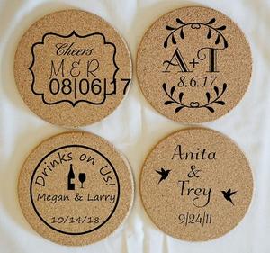 Posavasos Redondos Clásicos Ecológicos Personalizados, Posavasos de Madera Extra Gruesos de 4 Pulgadas de Diámetro, Reutilizables con Borde - Product Image 5