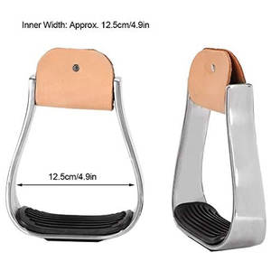 Étriers de cheval en aluminium Culotte d'équitation de selle occidentale Étriers d'équitation légers Couvre-chaussure de sécurité en caoutchouc antidérapant - Product Image 6