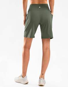 Short d'entraînement athlétique taille haute 9 ''pour femmes avec poches à fermeture éclair respirant Running Jogging Gym Bermuda Shorts - Product Image 3