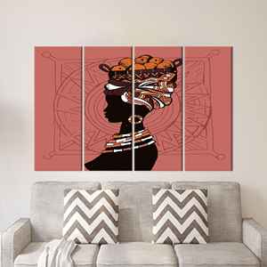 Impression sur toile murale « Femme africaine élégante avec panier », 4P : encadrée - Product Image 1