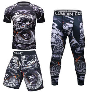 ชุดออกกำลังกายผู้ชายแบบกำหนดเอง เสื้อกีฬาแบบรัดรูปสำหรับ MMA BJJ มวยไทย ยิวยิตสู แรชการ์ด เสื้อชกมวย แขนสั้น ป้องกันแสงแดด UPF50+ แห้งเร็ว - Product Image 5