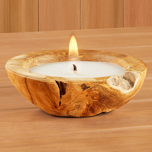 Bol à bougie en bois de qualité supérieure, fait à la main, écologique, bol en bois naturel pour une ambiance rustique à la maison et la décoration de table - Product Image 5