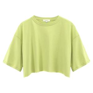 Wholesale Lightweight Women's Crop Top Tshirt High Quality Plus Size Cotton Canvas Custom Short Sleeve Simple <b>Sexy</b> Blank Design - Product Image 1