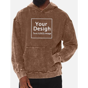 Sudadera con capucha texturizada con bordado de letras para hombre, ropa de calle informal a la moda, sudaderas con logotipo personalizado, Sudadera con capucha lavada con ácido - Product Image 3