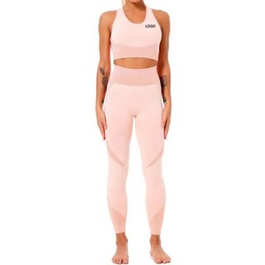 Ensemble de yoga 2 pièces pour femme : haut de sport, soutien-gorge et leggings ajustés, design personnalisé, faible MOQ - Product Image 6