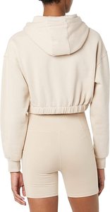 Sudadera corta de calle alta para mujer con logotipo reflectante Top corto con capucha de color sólido para invierno - Product Image 2