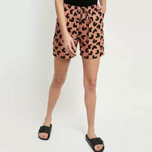 High Quality Women Heart Print Casual Shorts Summer Beach Drawstring High Waist Loose Pajama Shorts <b>Elastic</b> Waist Home Wear - Product Image 1