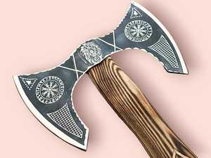 Vente en gros personnalisé service OEM ODM de qualité supérieure vente à chaud hache en acier à haute teneur en carbone à double tête faite à la main avec étui en cuir - Product Image 5