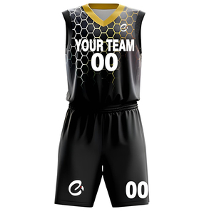Ensemble de basket-ball imprimé par sublimation de haute qualité, uniformes de basket-ball personnalisés unisexes avec des caractéristiques respirantes et de grande taille - Product Image 1