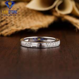 0.303 TDW Baguette y anillo de diamante de corte redondo 18K oro blanco Pave ajuste anillo Cvd/Hpht Diamond Lab Stone - Product Image 1