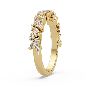 Elegance Marquise Mixed Shape Cluster <b>Ring</b> Baguette Cut Lab Grown Diamond 14K Pure Gold Round cut Anniversary Band Women's Gifts - Product Image 3