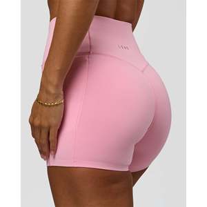 Shorts Fusion Bonded de Cintura Alta con 4 Bolsillos - Tela de Algodón Rosa, Talla XS - Product Image 1