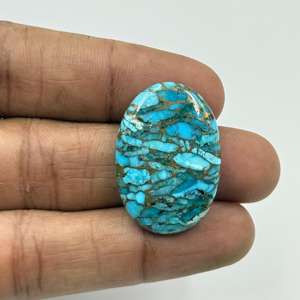 Alta calidad 30.45Ct Natural azul cobre turquesa piedra preciosa suelta personalizable forma ovalada 31X21X5MM piedra preciosa lisa - Product Image 3