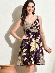 Belle femme imprimé fleuri 100% coton robe douce Mini longueur à la mode fête porter cadeau de mariage personnalisé en vente - Product Image 3