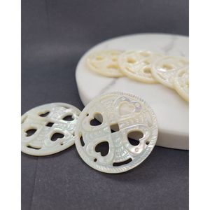 ฝาครอบลูกปัดลายฉลุทรงกลมประดับมุกขาว - Product Image 2
