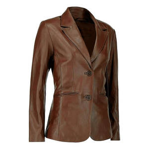 2025 Arrival Women & Men Design Color Block Genuine <b>Leather</b> <b>Jacket</b> <b>Blazer</b> Coat Custom High Quality Winter Stand Collar Wholesale - Product Image 4
